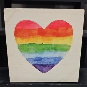 Rainbow Heart Wooden Drink Coasters